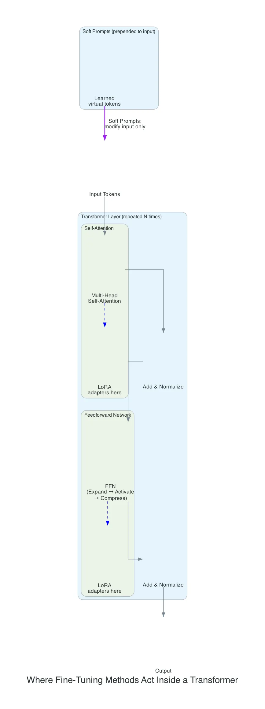 Where Fine-Tuning Methods Act Inside a Transformer